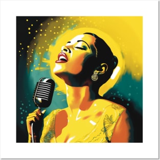 Billie Holiday Jazz Blues Singer Modern  Popart by LozsArt Posters and Art